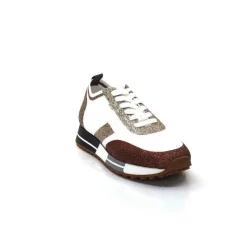 Baskets Ivoire 210.1810 Textile Blanc Paillettes Or*Ivoire0317a Discount