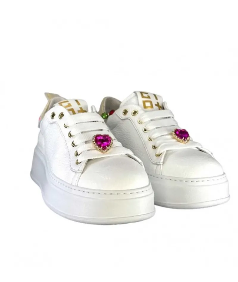 Baskets Plateforme Pia46 Cuir Blanc*GioPiu Hot
