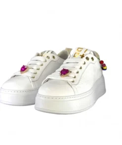 Baskets Plateforme Pia46 Cuir Blanc*GioPiu Hot