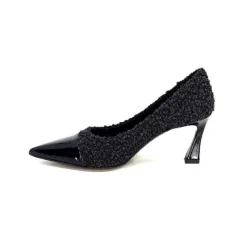 Enzo Di Martino Eli 715 Textile Noir Cuir Vernis Noir*moon flower - enzo di martino