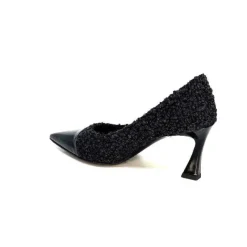 Enzo Di Martino Eli 715 Textile Noir Cuir Vernis Noir*moon flower - enzo di martino