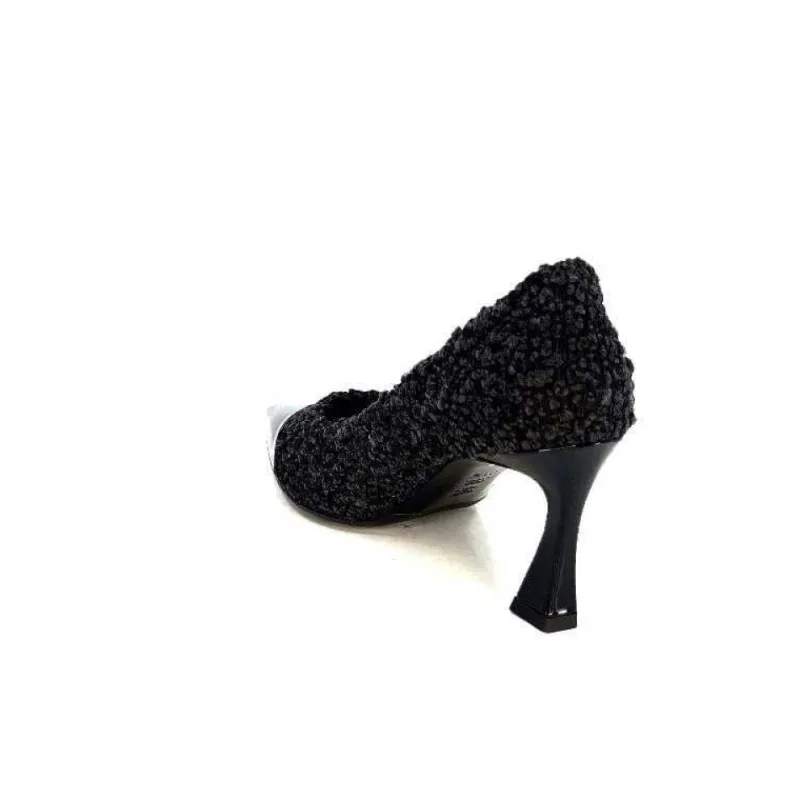 Enzo Di Martino Eli 715 Textile Noir Cuir Vernis Noir*moon flower - enzo di martino