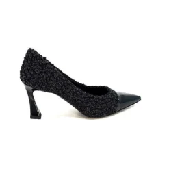 Enzo Di Martino Eli 715 Textile Noir Cuir Vernis Noir*moon flower - enzo di martino