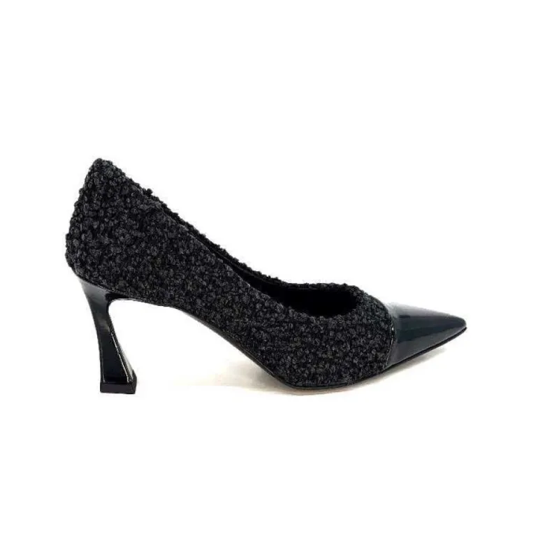 Enzo Di Martino Eli 715 Textile Noir Cuir Vernis Noir*moon flower - enzo di martino