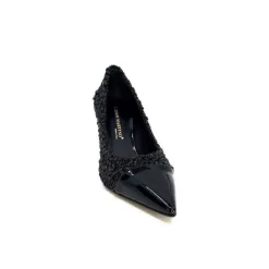 Enzo Di Martino Eli 715 Textile Noir Cuir Vernis Noir*moon flower - enzo di martino