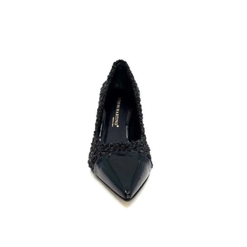 Enzo Di Martino Eli 715 Textile Noir Cuir Vernis Noir*moon flower - enzo di martino