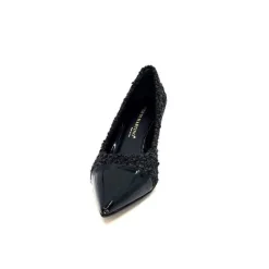 Enzo Di Martino Eli 715 Textile Noir Cuir Vernis Noir*moon flower - enzo di martino