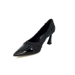 Enzo Di Martino Eli 715 Textile Noir Cuir Vernis Noir*moon flower - enzo di martino