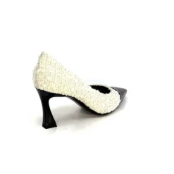 Enzo Di Martino Eli 715 Textile Creme Cuir Vernis Noir*moon flower - enzo di martino New