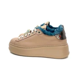 Pia 82 Cuir Nude Fourrure Turquoise*GioPiu