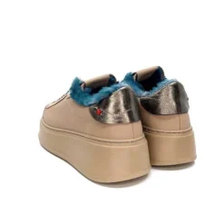 Pia 82 Cuir Nude Fourrure Turquoise*GioPiu