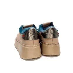 Pia 82 Cuir Nude Fourrure Turquoise*GioPiu