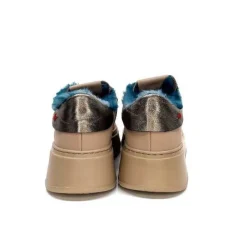 Pia 82 Cuir Nude Fourrure Turquoise*GioPiu