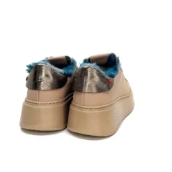 Pia 82 Cuir Nude Fourrure Turquoise*GioPiu