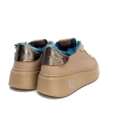 Pia 82 Cuir Nude Fourrure Turquoise*GioPiu