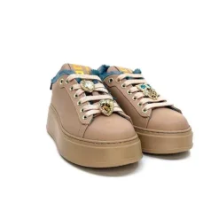 Pia 82 Cuir Nude Fourrure Turquoise*GioPiu