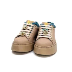 Pia 82 Cuir Nude Fourrure Turquoise*GioPiu