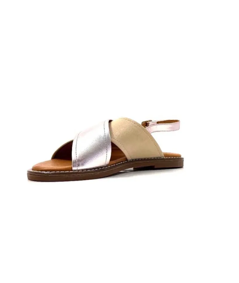 Ivoire 908D Cuir Argent Et Nude*gloria New