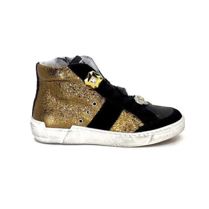 Meline Nkc 1151 Cuir Dore Et Daim Noir*Méliné Sale