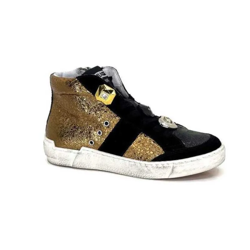 Meline Nkc 1151 Cuir Dore Et Daim Noir*Méliné Sale