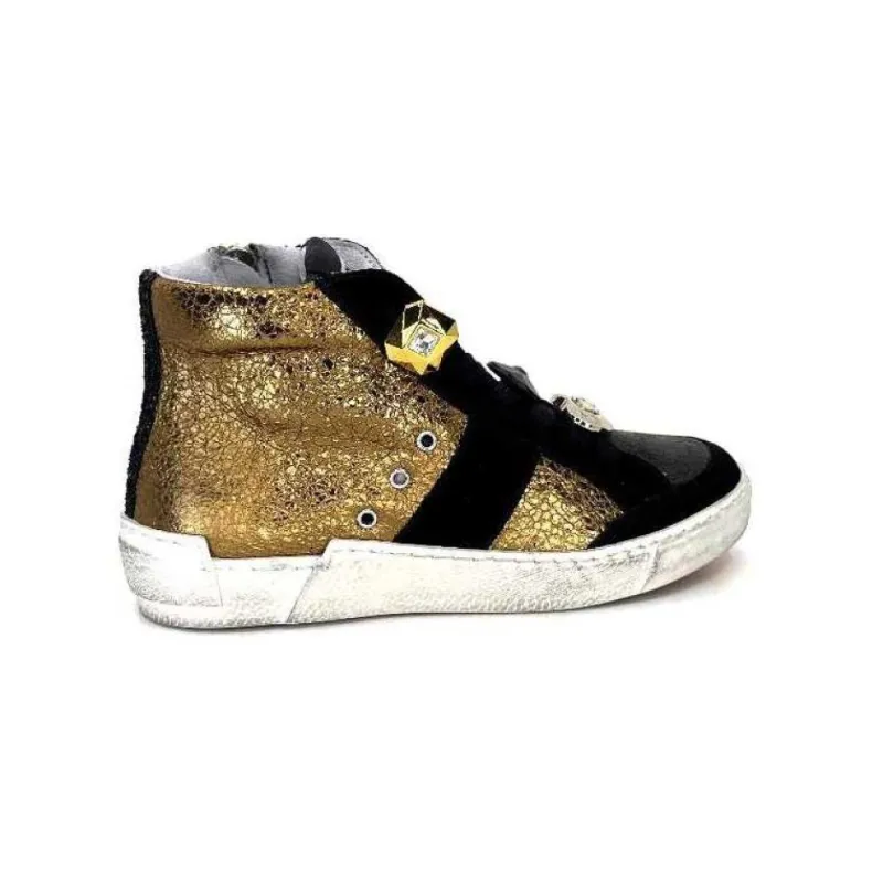 Meline Nkc 1151 Cuir Dore Et Daim Noir*Méliné Sale