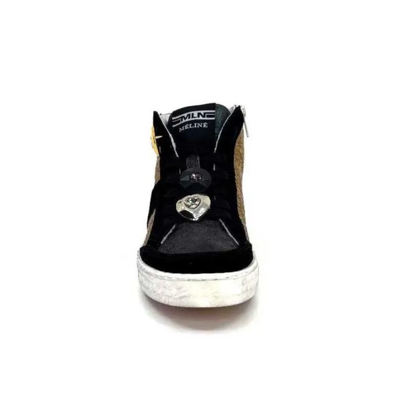 Meline Nkc 1151 Cuir Dore Et Daim Noir*Méliné Sale