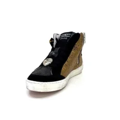 Meline Nkc 1151 Cuir Dore Et Daim Noir*Méliné Sale