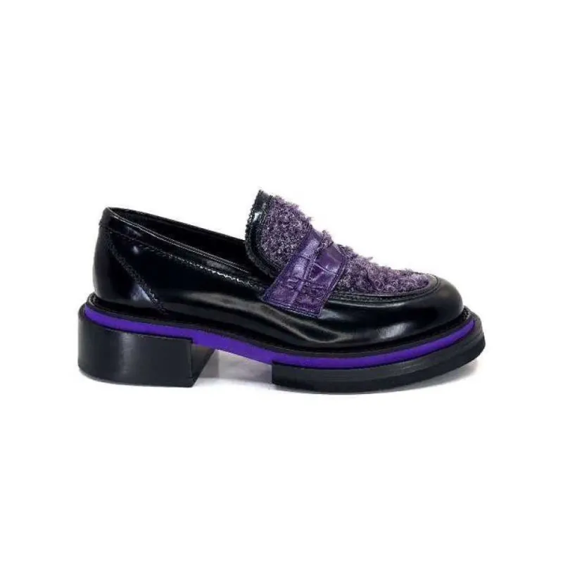 32416 D7 Cuir Noir Violet*Pertini Hot
