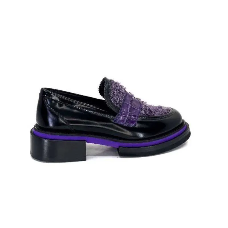 32416 D7 Cuir Noir Violet*Pertini Hot