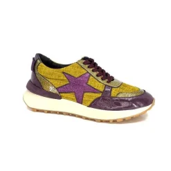 Reqins Urania Mix Cuir Violet Textile Moutarde*Requin New