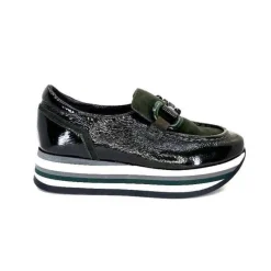 7.78.61 Cuir Vernis Et Daim Kaki*Softwaves Hot