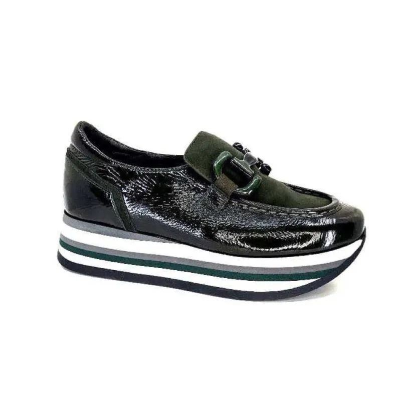 7.78.61 Cuir Vernis Et Daim Kaki*Softwaves Hot