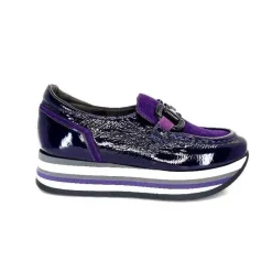 7.78.61 Cuir Vernis Et Daim Violet*Softwaves Outlet