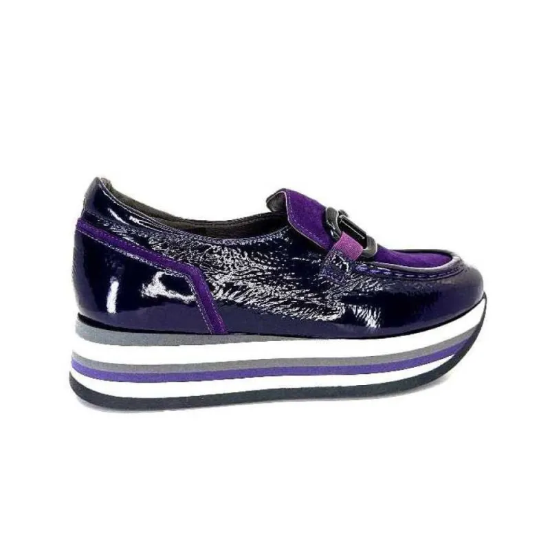 7.78.61 Cuir Vernis Et Daim Violet*Softwaves Outlet