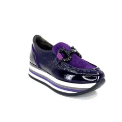 7.78.61 Cuir Vernis Et Daim Violet*Softwaves Outlet